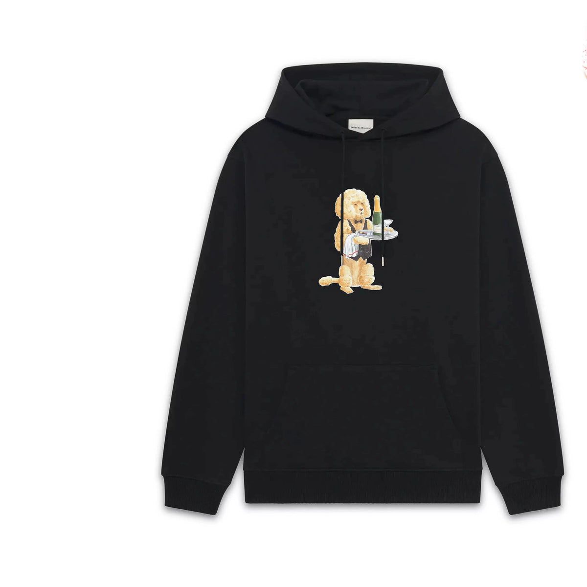 Drôle de Monsieur Black Ski Art Graphic Print Heavyweight Fleece-Lined Drawstring Hoodie
