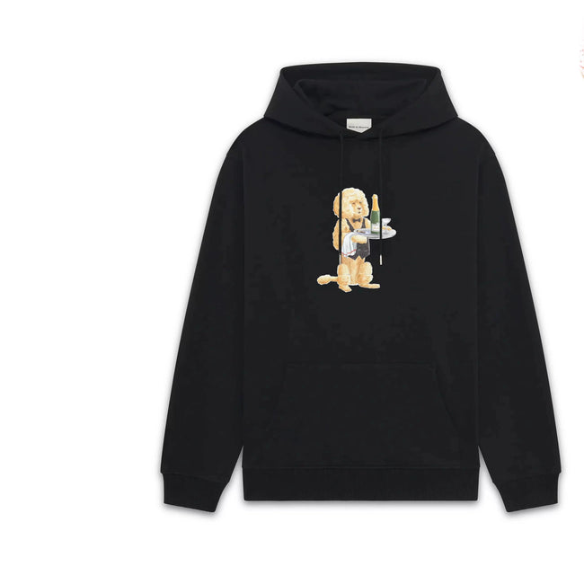 Drôle de Monsieur Black Ski Art Graphic Print Heavyweight Fleece-Lined Drawstring Hoodie Hover Image
