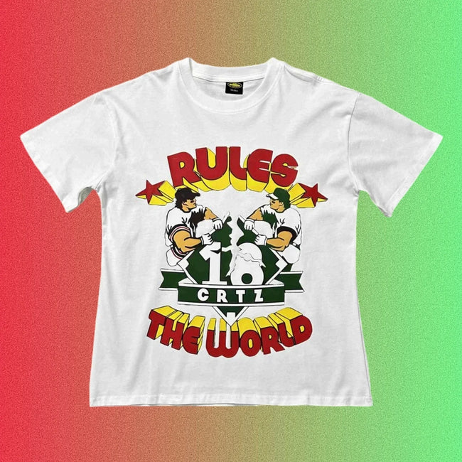 Corteiz Rules The World Baseball Graphic Black T-Shirt Main Image