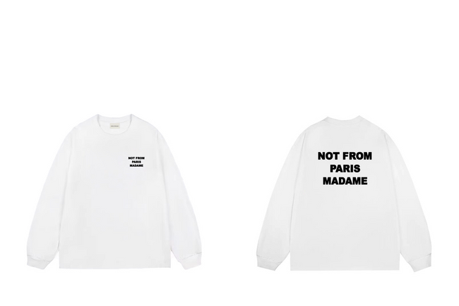 Drôle de Monsieur White "Not From Paris Madame" Lettering Print Long Sleeve Crewneck Sweatshirt Hover Image