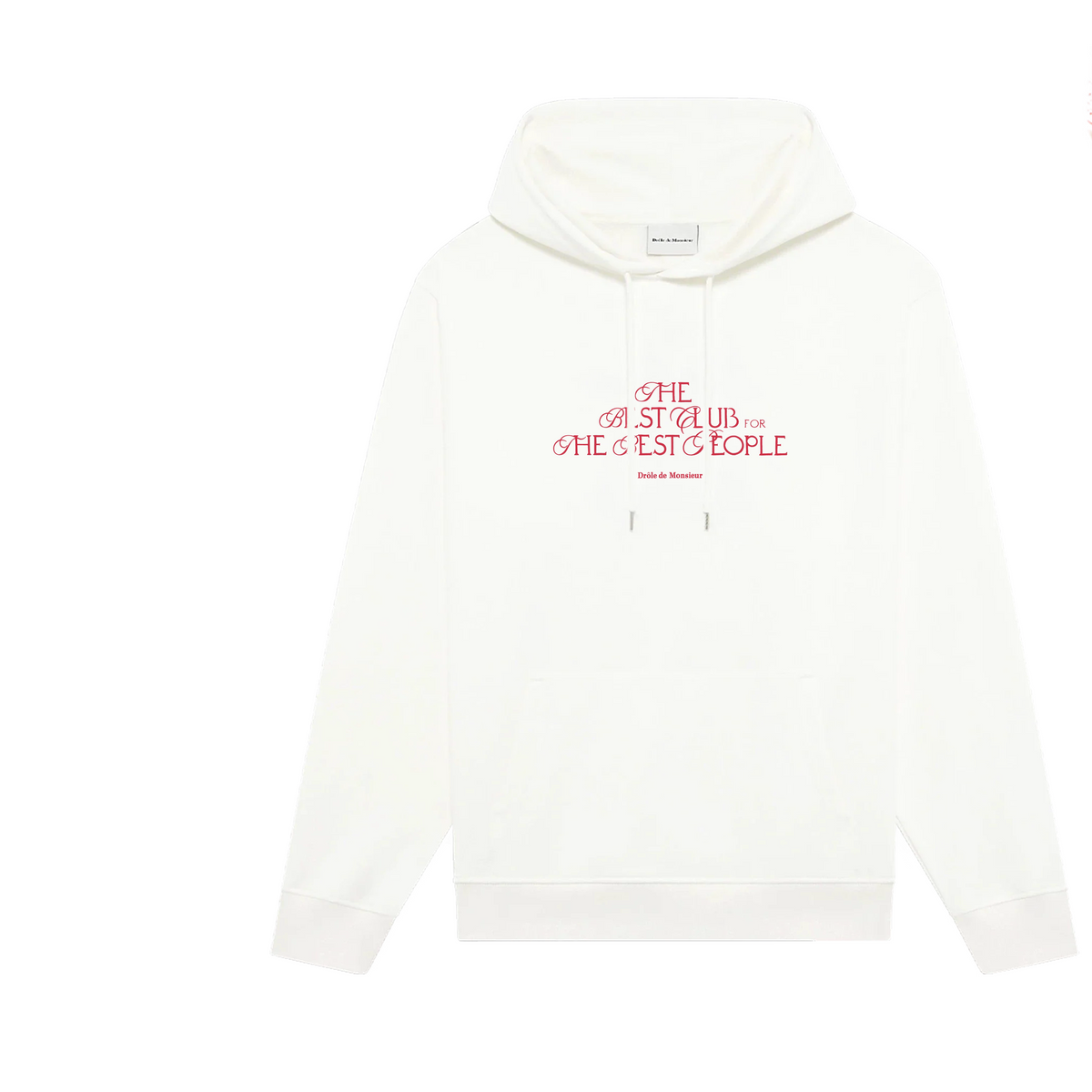 Drôle de Monsieur White Red Lettering Graphic Print Heavyweight Drawstring Hoodie