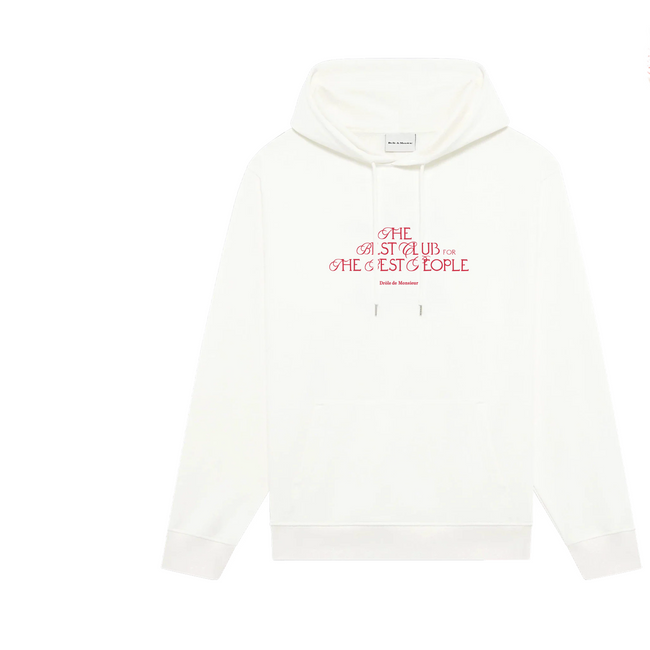 Drôle de Monsieur White Red Lettering Graphic Print Heavyweight Drawstring Hoodie Hover Image