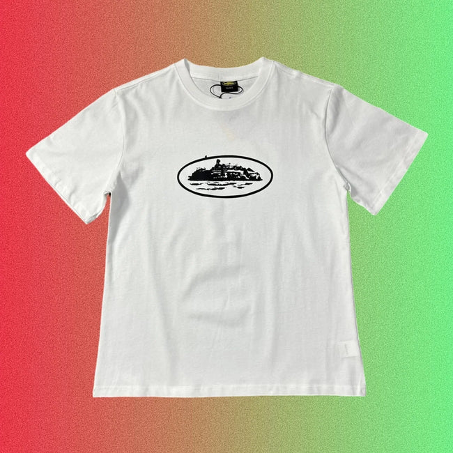 Corteiz Black & White Alcatraz Island Logo T-Shirt Main Image