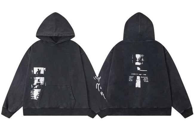 Enfants Riches Déprimés Side Panel Photo & Sleeve Print Hoodie - Washed Black Hover Image