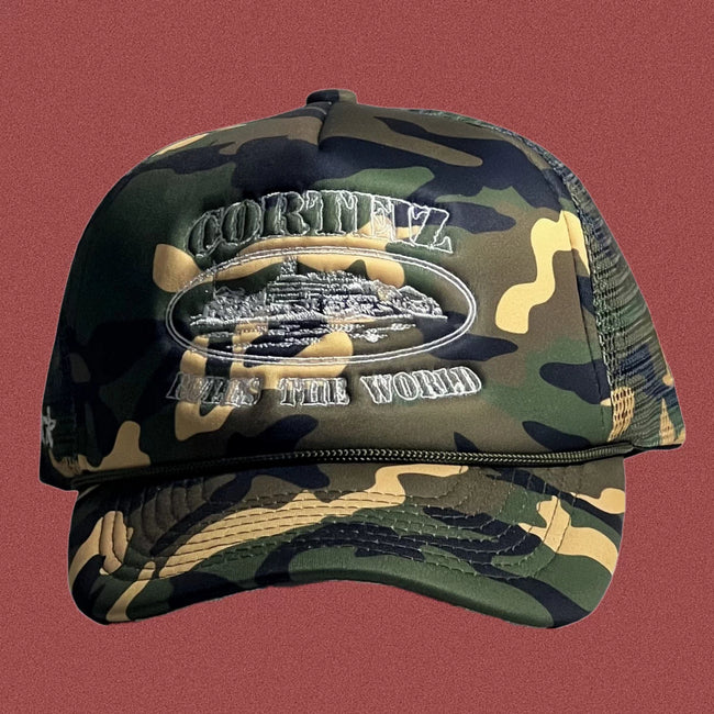 Corteiz Classic Oval Ship Logo Trucker Hat - Camo Hover Image