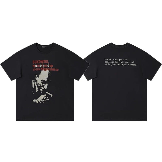 Enfants Riches Déprimés "Bukowski" Portrait T-Shirt - Black Hover Image