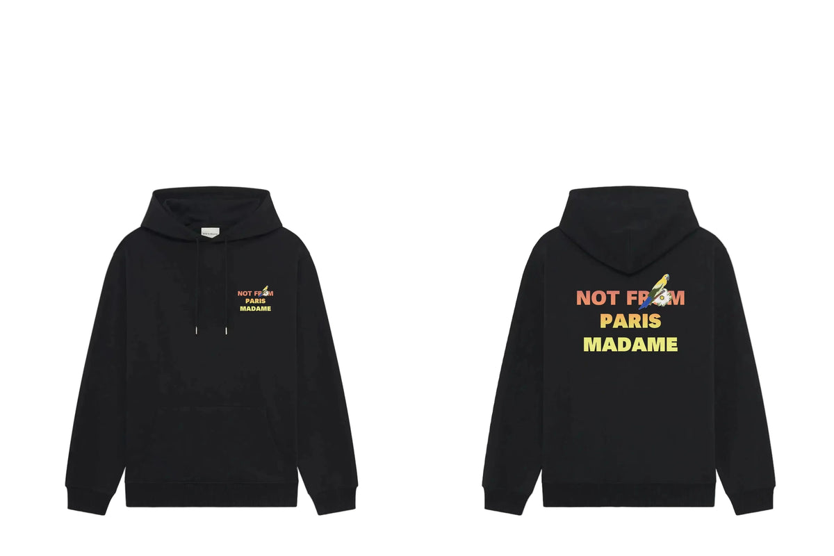 Drôle de Monsieur Black Gradient Slogan Heavyweight Hoodie