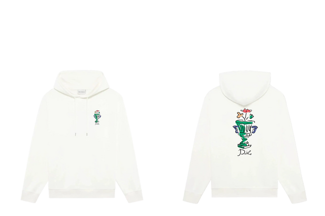 Drôle de Monsieur White Art Illustration Graphic Heavyweight Fleece-Lined Drawstring Hoodie Hover Image