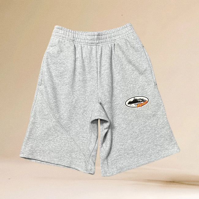 Corteiz Grey Alcatraz Island Logo Shorts Hover Image