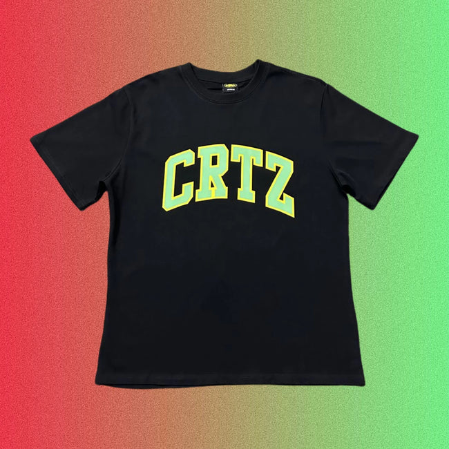 Corteiz Arch Logo Purple Typography Black T-Shirt Main Image