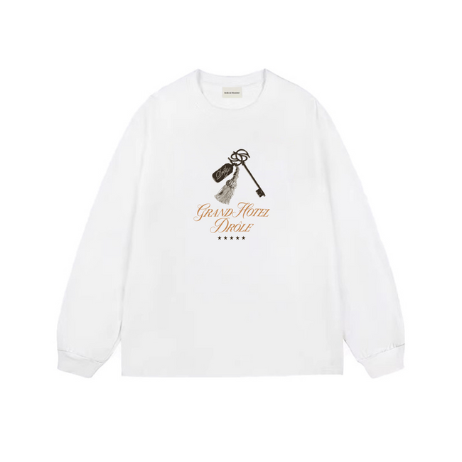 Drôle de Monsieur White Key Graphic Print Long Sleeve Crewneck Sweatshirt Hover Image