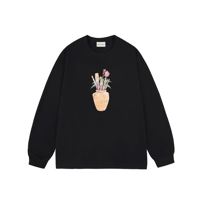 Drôle de Monsieur Black Vase & Brushes Graphic Print Long Sleeve Crewneck Sweatshirt Hover Image