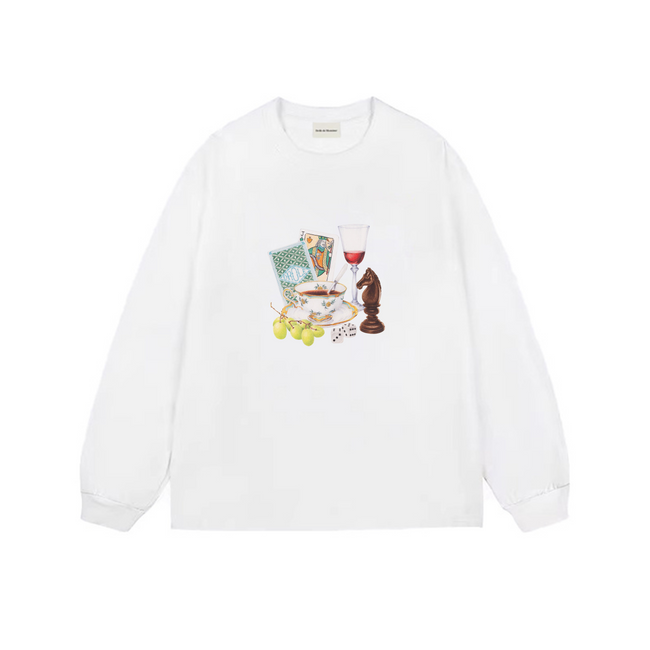 Drôle de Monsieur White Still Life Graphic Print Long Sleeve Crewneck Sweatshirt Hover Image