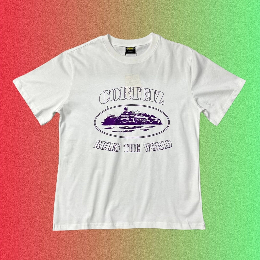 Corteiz Classic Oval Ship & RTW Logo Graphic White T-Shirt