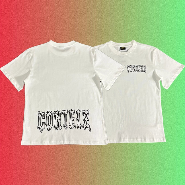 Corteiz Gothic Font Logo Black T-Shirt (Front & Back Print) Main Image