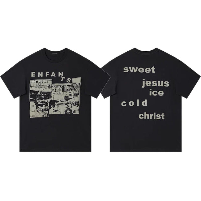 Enfants Riches Déprimés "Enfants" Photo Collage & Back Typography T-Shirt - Black Hover Image