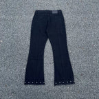 Enfants Riches Déprimés Studded Hem Flare Jeans - Dark Navy