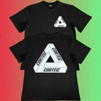 Corteiz Penrose Triangle Logo Black T-Shirt (Front & Back Print)