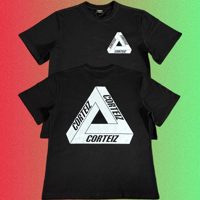 Corteiz Penrose Triangle Logo Black T-Shirt (Front & Back Print) Hover Image
