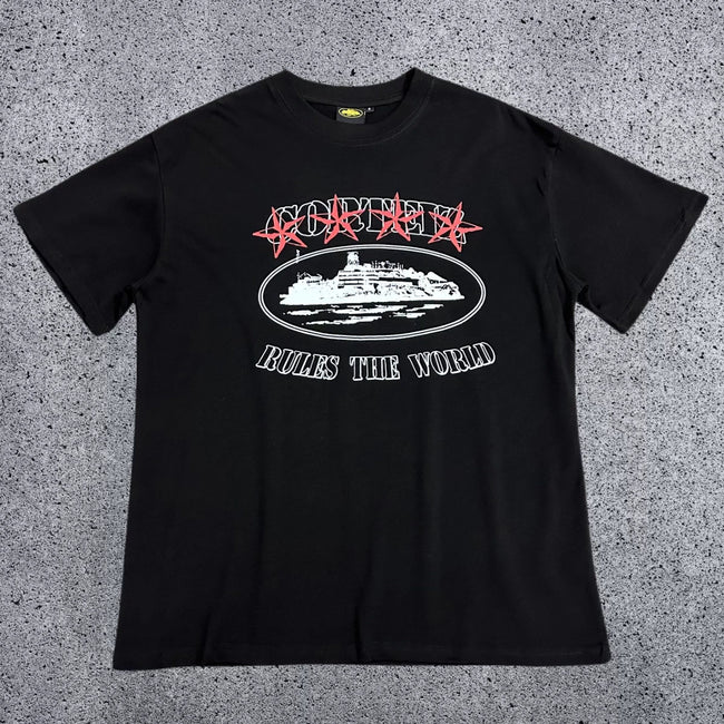 Corteiz Cruise Ship Rules The World T-Shirt – Black Hover Image