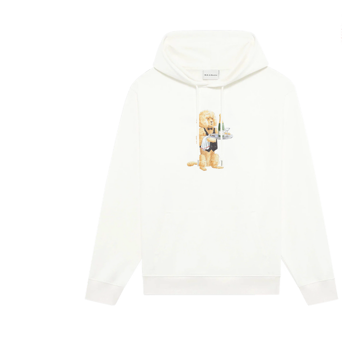 Drôle de Monsieur White Ski Art Graphic Print Heavyweight Fleece-Lined Drawstring Hoodie