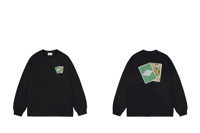 Drôle de Monsieur Black Playing Cards Graphic Print Long Sleeve Crewneck Sweatshirt Hover Image