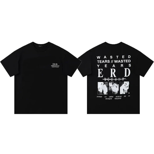 Enfants Riches Déprimés Small Chest Logo & Back "Wasted Tears" T-Shirt - Black Hover Image