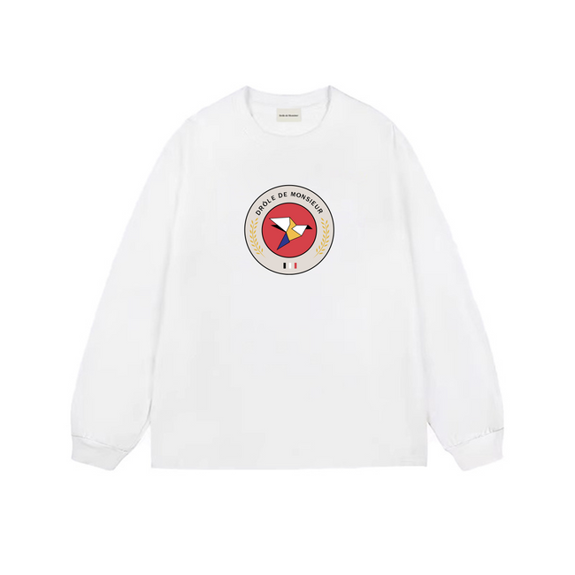 Drôle de Monsieur White Round Bird Graphic Print Long Sleeve Crewneck Sweatshirt Hover Image