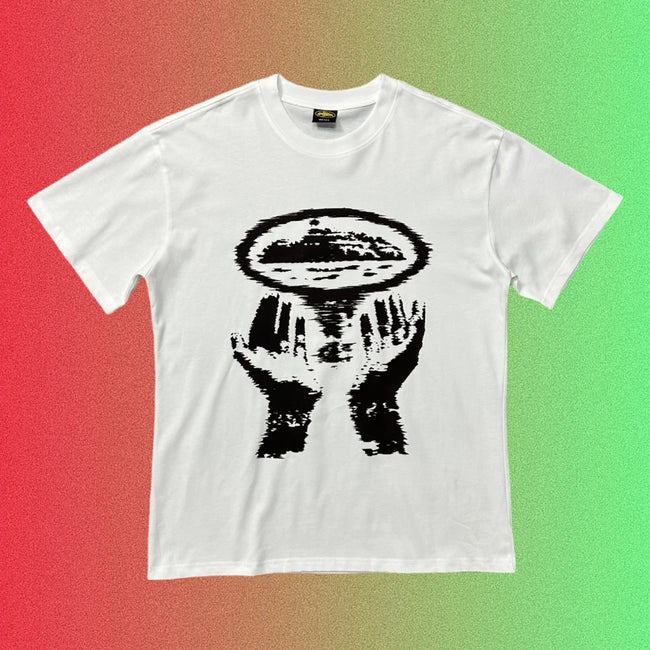 Corteiz Black & White Alcatraz Hands Graphic T-Shirt Main Image