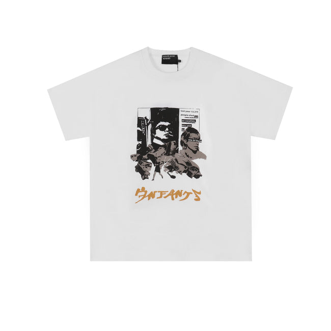 Enfants Riches Déprimés Photo Grid Collage & Brown Typography T-Shirt - White Hover Image