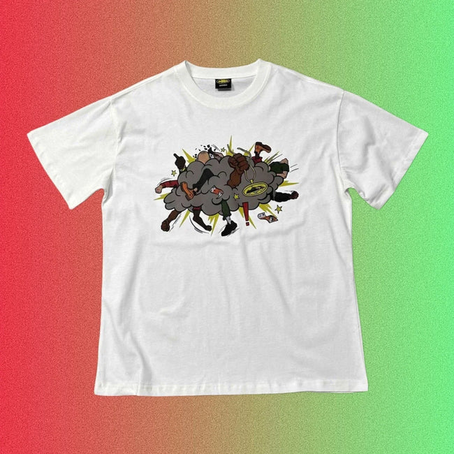 Corteiz Classic Oval Ship & Red Lettering Logo Graphic White T-Shirt Main Image