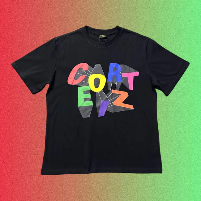 Corteiz Multicolored 3D Block Lettering Logo Black T-Shirt Hover Image