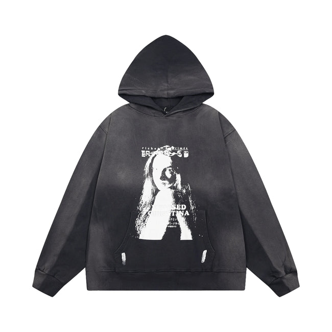 Enfants Riches Déprimés Tie-Dye Portrait Graphic Hoodie - Washed Black Hover Image