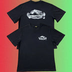 Corteiz Distressed Brush Island Logo Graphic Black T-Shirt (Front & Back Print)