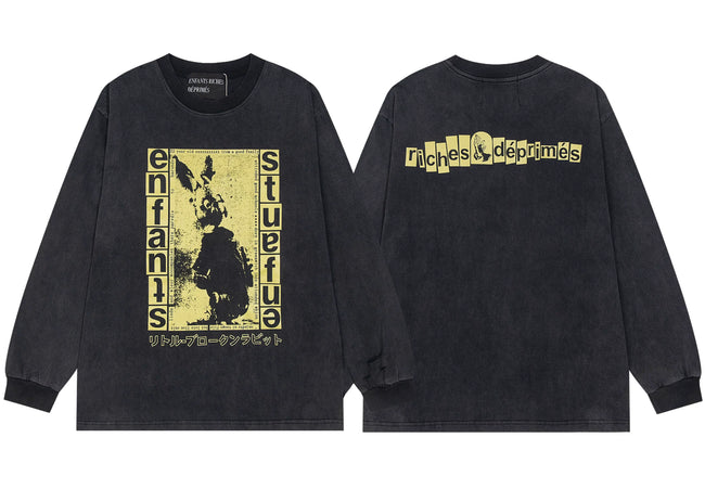Enfants Riches Déprimés Vintage Rabbit Illustration Long-Sleeve  - Washed Black Hover Image