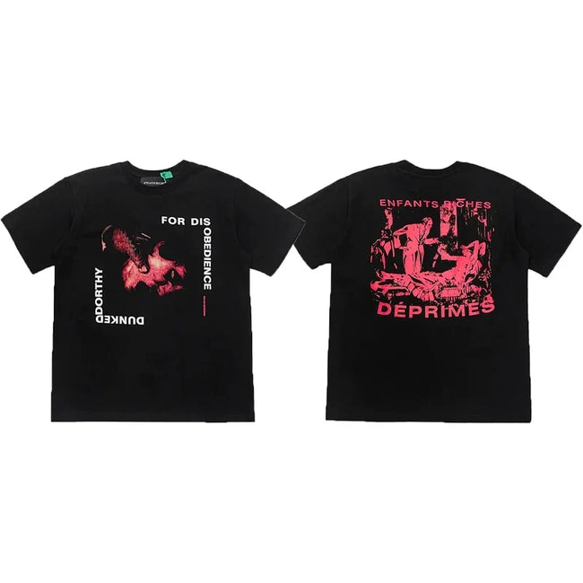 Enfants Riches Déprimés Red Graphic & Back Print T-Shirt - Black Hover Image