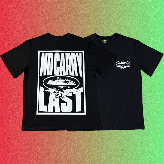 Corteiz No Carry Last Graphic Black T-Shirt (Front & Back Print) Hover Image