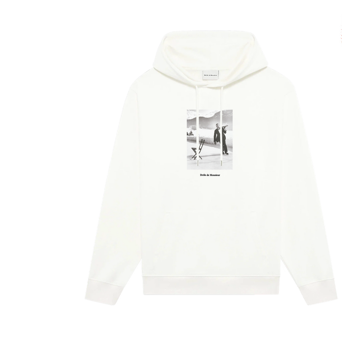 Drôle de Monsieur White Vintage Photography Graphic Print Heavyweight Drawstring Hoodie