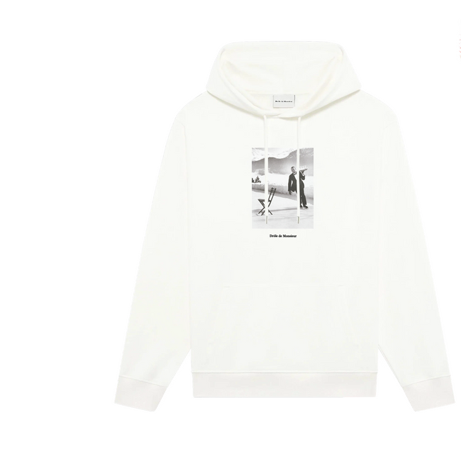 Drôle de Monsieur White Vintage Photography Graphic Print Heavyweight Drawstring Hoodie Hover Image