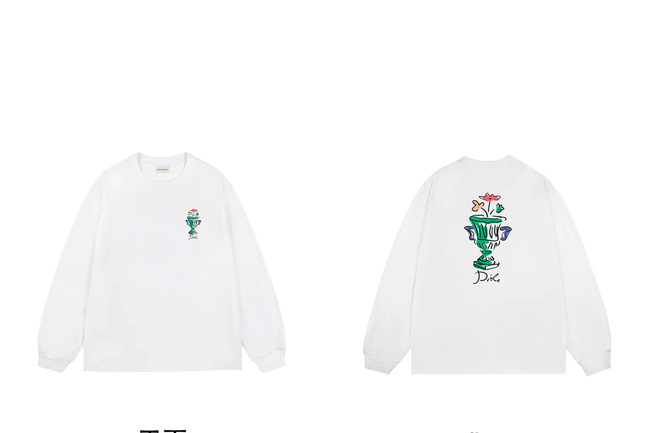 Drôle de Monsieur White Artistic Vase & Flowers Graphic Print Long Sleeve Crewneck Sweatshirt Hover Image