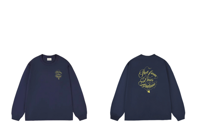 Drôle de Monsieur Navy Blue Graphic Print Long Sleeve Crewneck Sweatshirt Hover Image