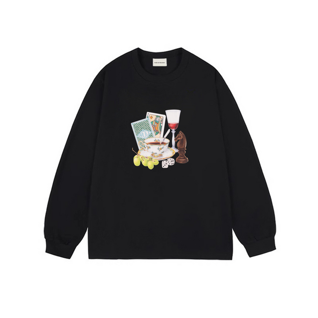 Drôle de Monsieur Black Still Life Graphic Print Long Sleeve Crewneck Sweatshirt Hover Image