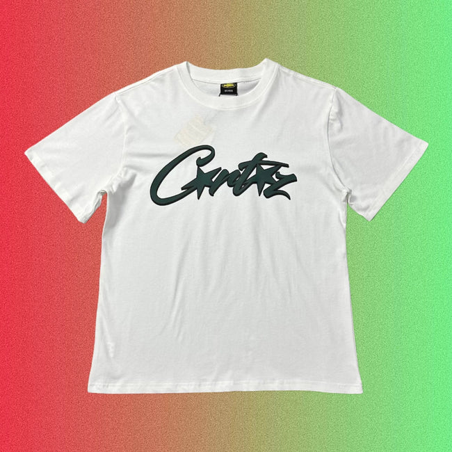 Corteiz Cursive Star Script Logo Graphic Black T-Shirt Main Image