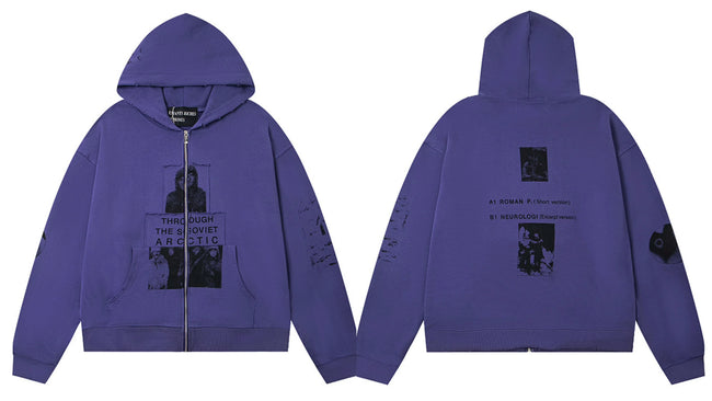 Enfants Riches Déprimés Purple Portrait & Text Zip-Up Hoodie - Purple Hover Image
